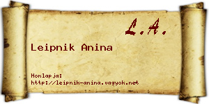 Leipnik Anina névjegykártya
